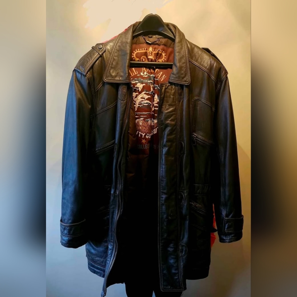 Vintage Leather Goose Down Jacket